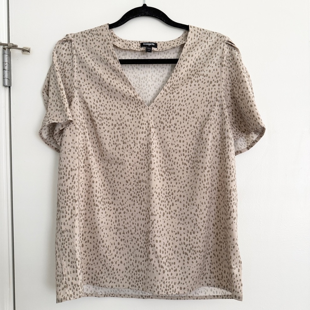 Express Beige and Brown Blouse - Medium